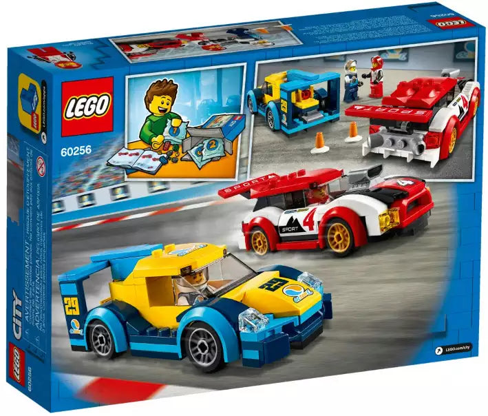Box Rückansicht: LEGO City 60256 Rennwagen-Duell