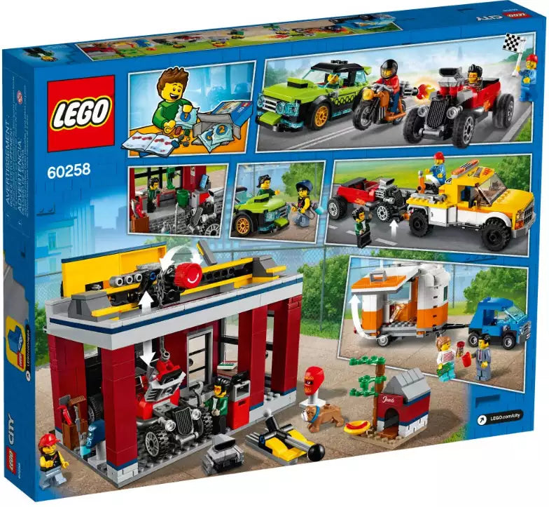 Box Rückansicht: LEGO City 60258 Tuning-Werkstatt