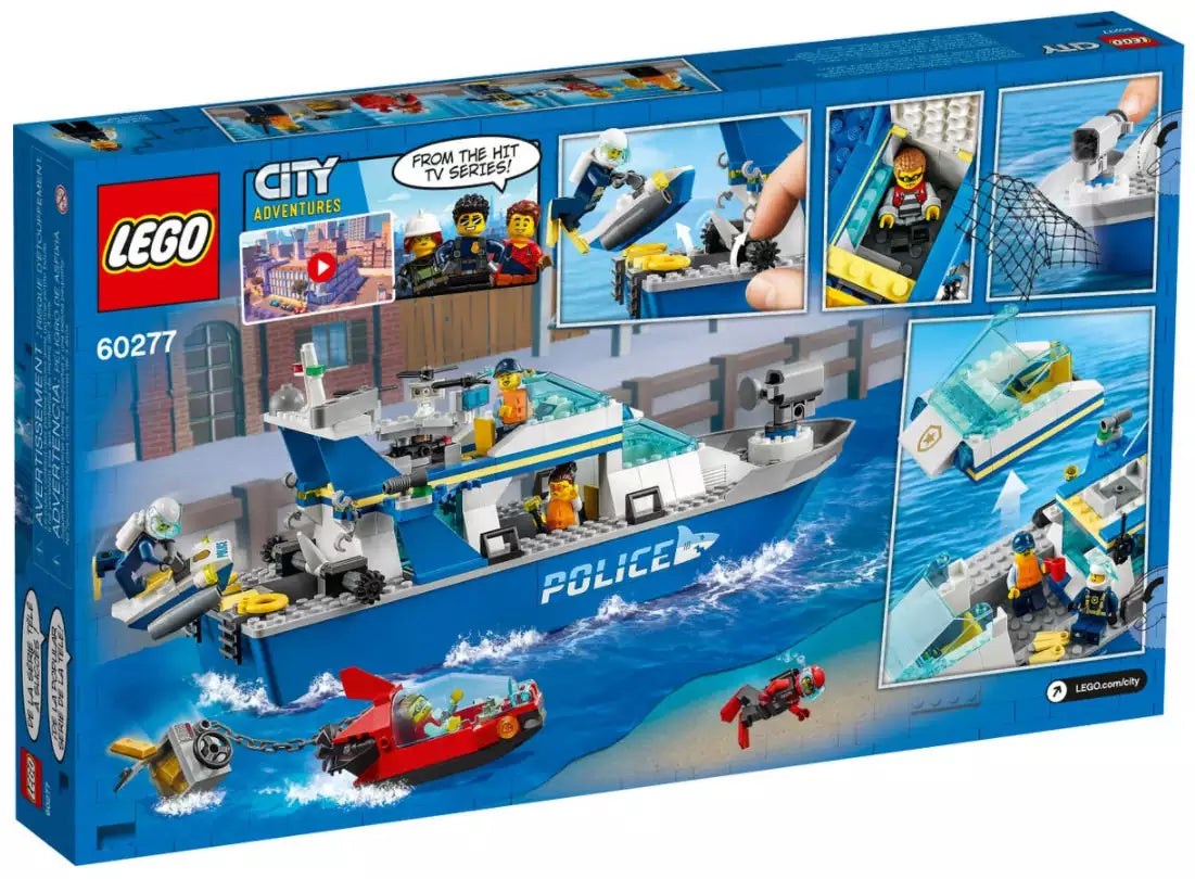 Box Rückseite: LEGO City 60277 Polizeiboot