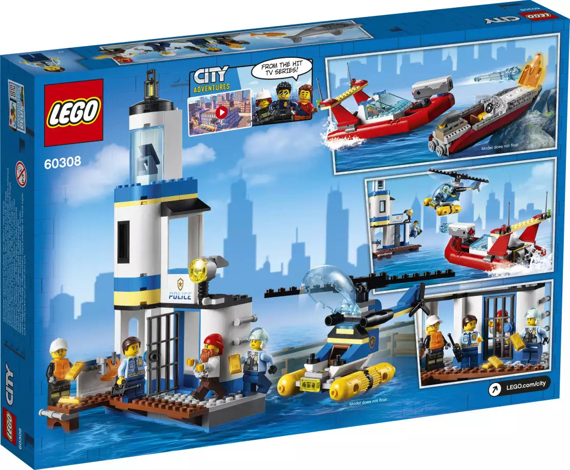 Box Rückansicht: LEGO City 60308 Polizei und Feuerwehr im Küsteneinsatz