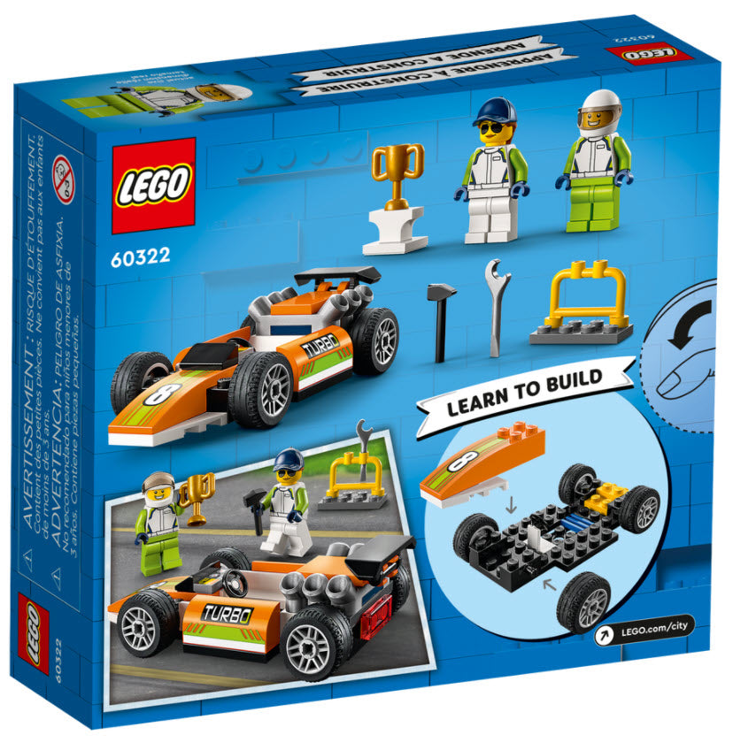 Box Rückansicht: LEGO City 60322 Rennauto