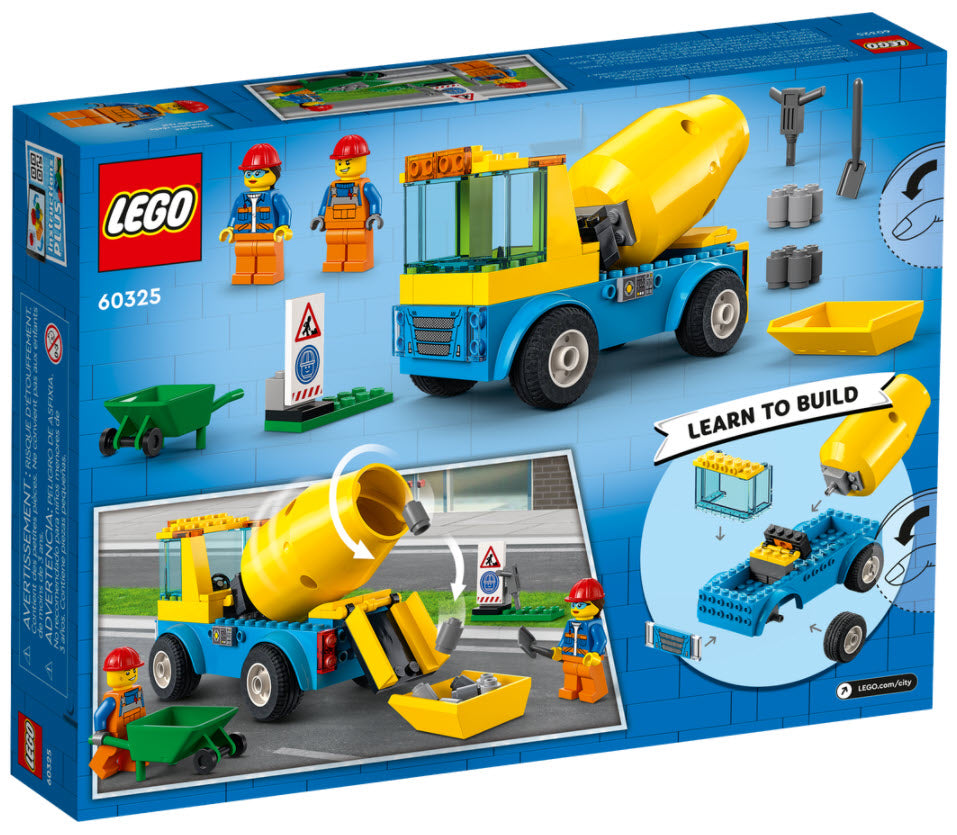 Box Rückansicht: LEGO City 60325 Betonmischer
