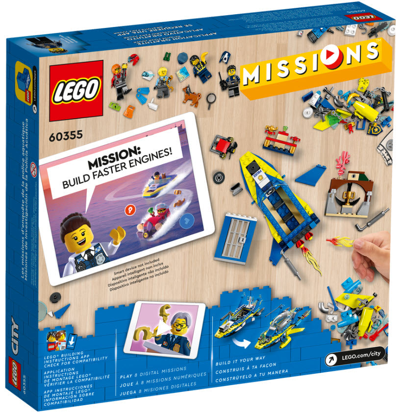 Box Rückseite: LEGO City 60355 Detektivmissionen der Wasserpolizei