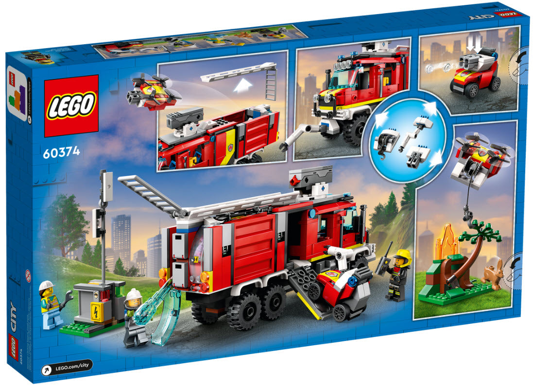 Box Rückansicht: LEGO City 60374 Einsatzleitwagen der Feuerwehr