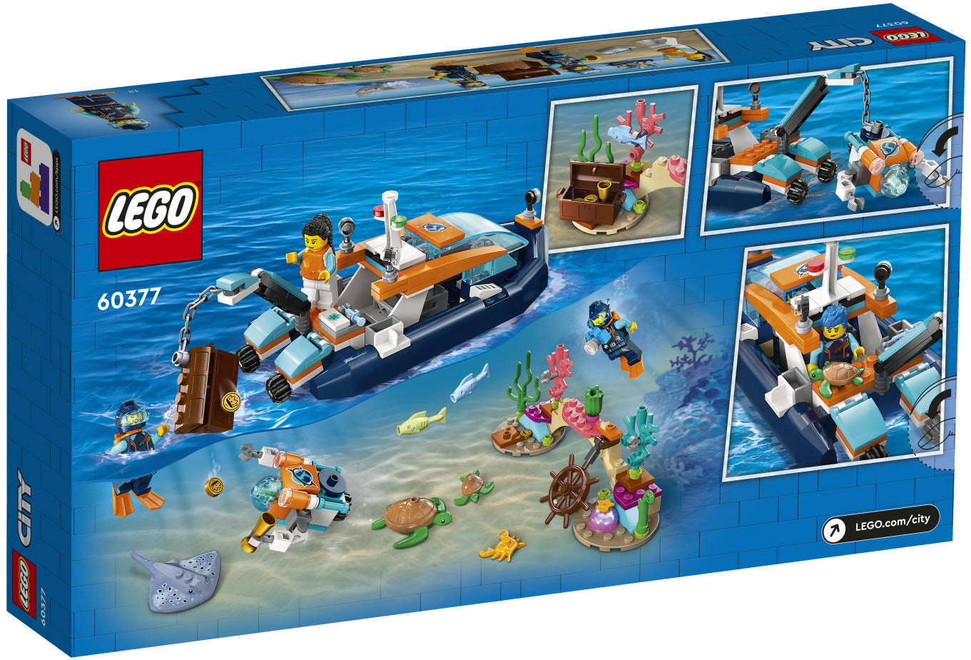 Box Rückansicht: LEGO City 60377 Meeresforscher-Boot