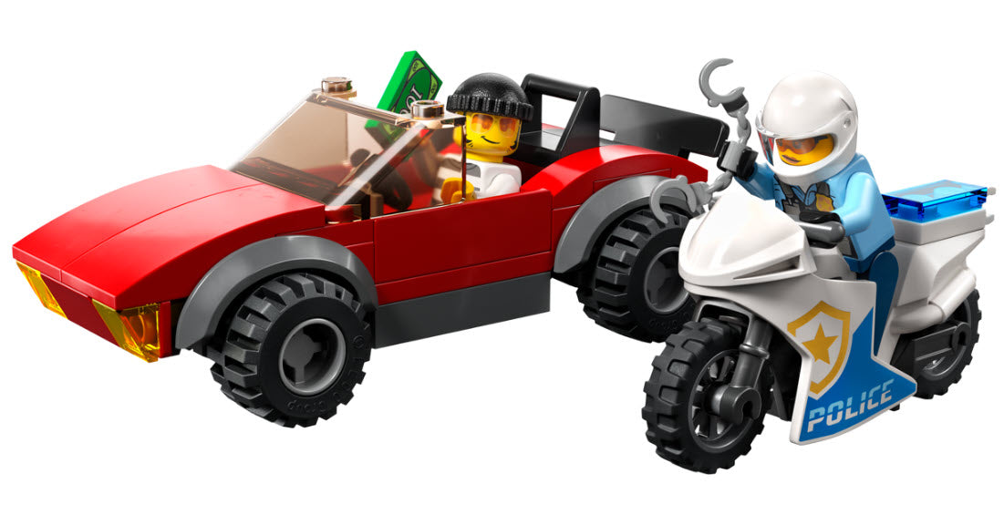 Inhalt: LEGO City 60392 Verfolgungsjagd mit dem Polizeimotorrad