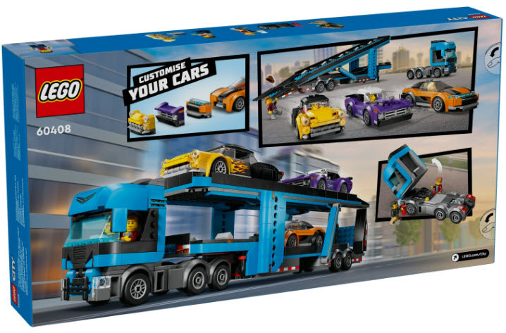 Box Rückansicht: LEGO City 60408 Autotransporter mit Sportwagen