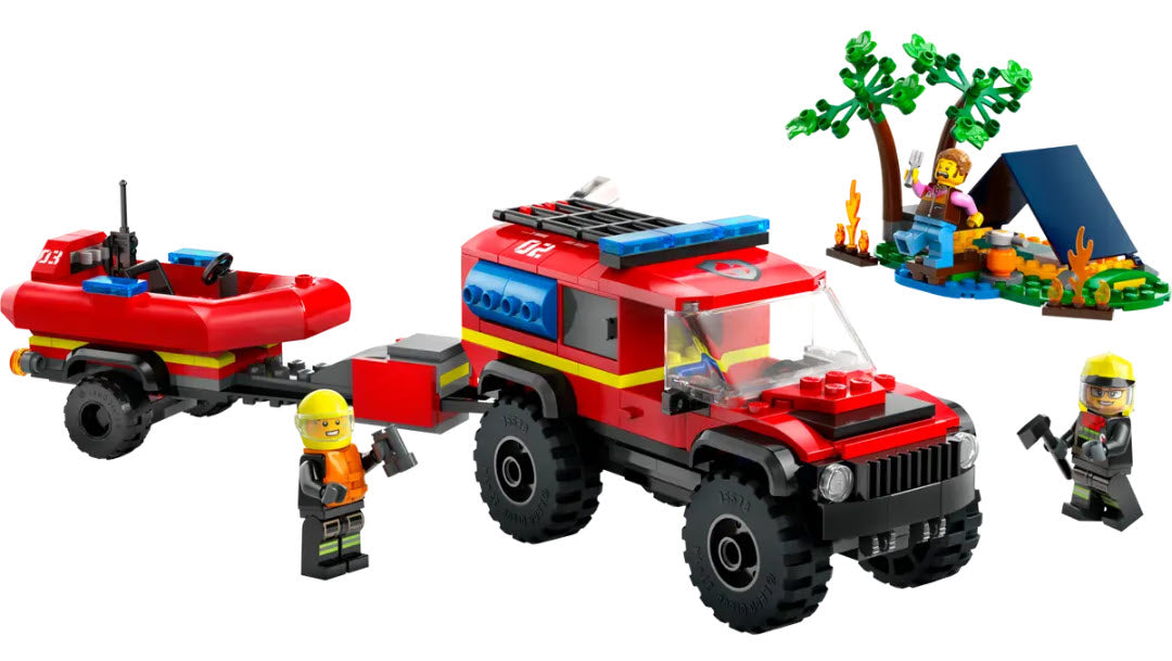 Inhalt: LEGO City 60412 Feuerwehrgeländewagen mit Rettungsboot
