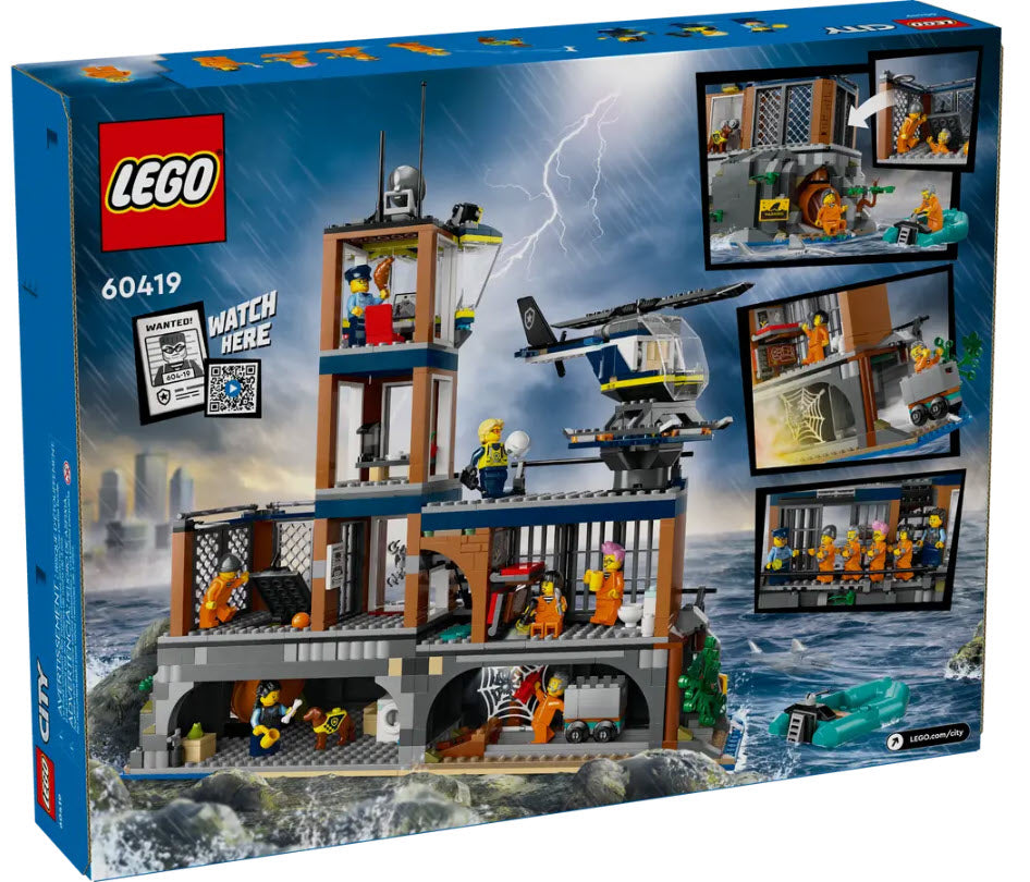 Box Rückansicht: LEGO City 60419 Polizeistation auf der Gefängnisinsel