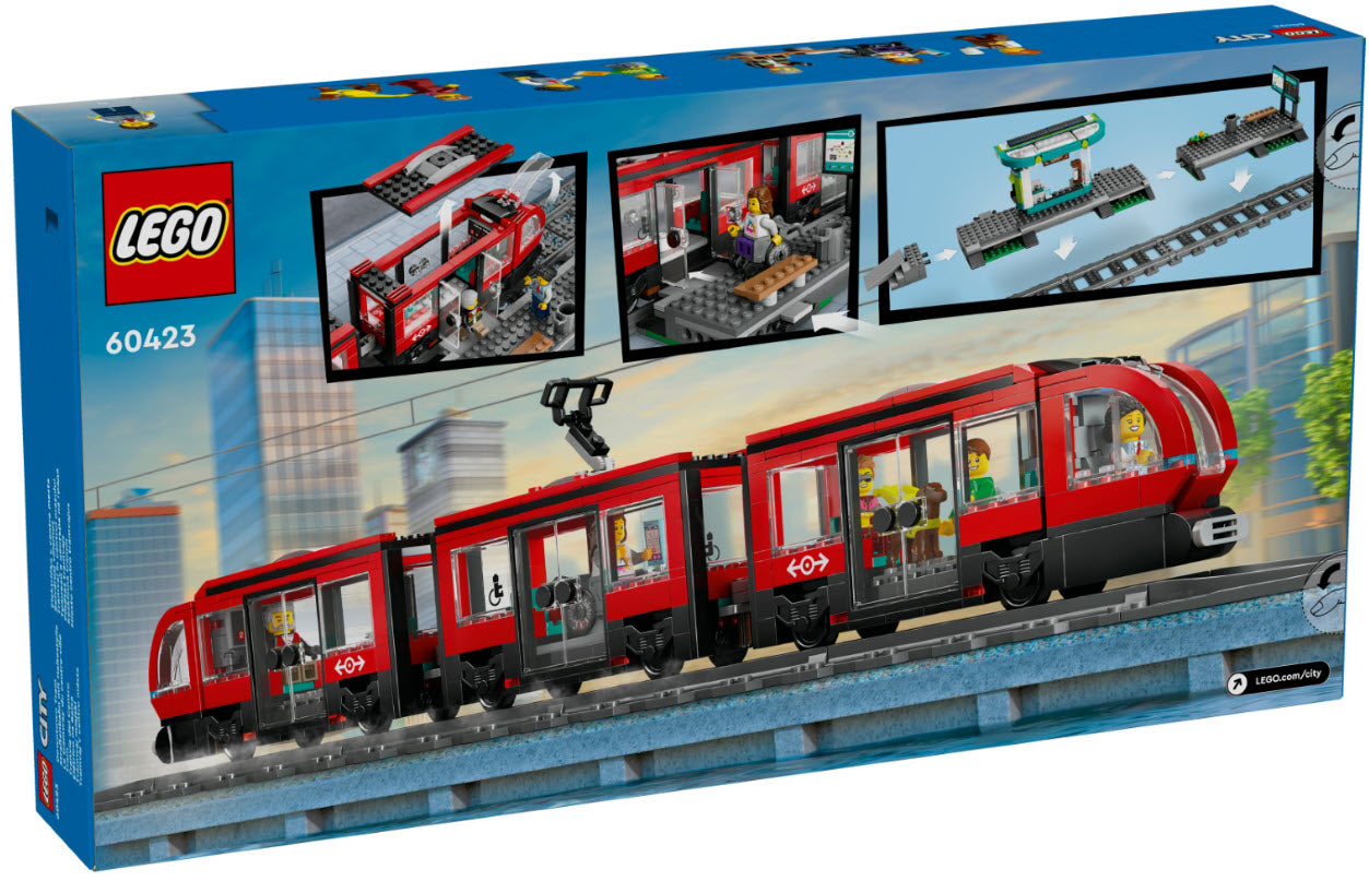 Box Rückansicht: LEGO City 60423 Straßenbahn mit Haltestelle