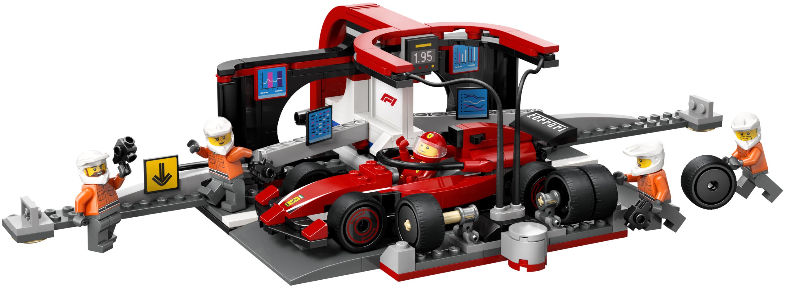 Inhalt: LEGO City 60443 F1 Boxenstopp mit Boxencrew und Ferrari Flitzer