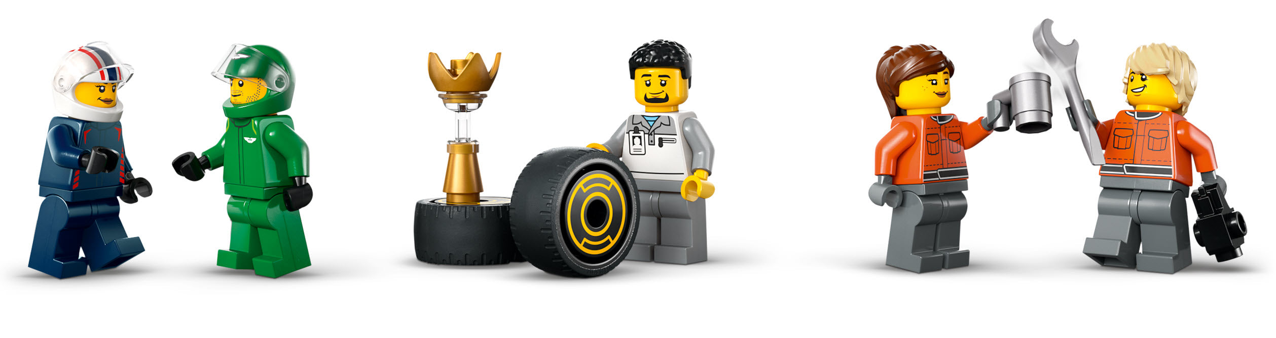 Minifiguren: LEGO City 60445 F1 Transporter mit RB20 & AMR24 F1 Rennautos