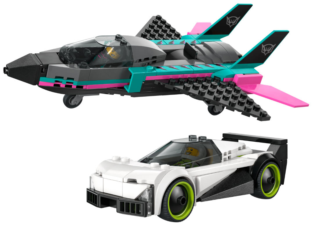 Inhalt: LEGO City 60489 Düsenflieger vs. Rennauto