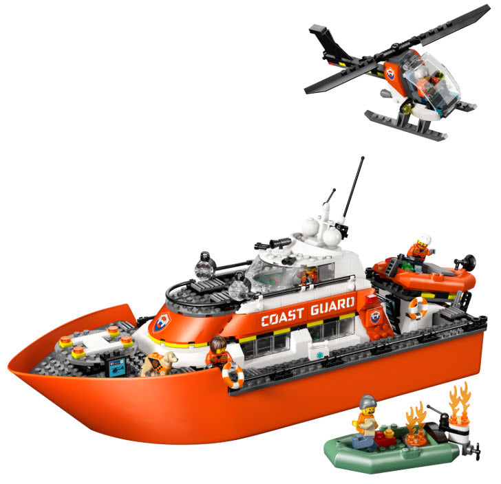 Inhalt: LEGO City 60504 Rettungsboot der Küstenwache mit Hubschrauber