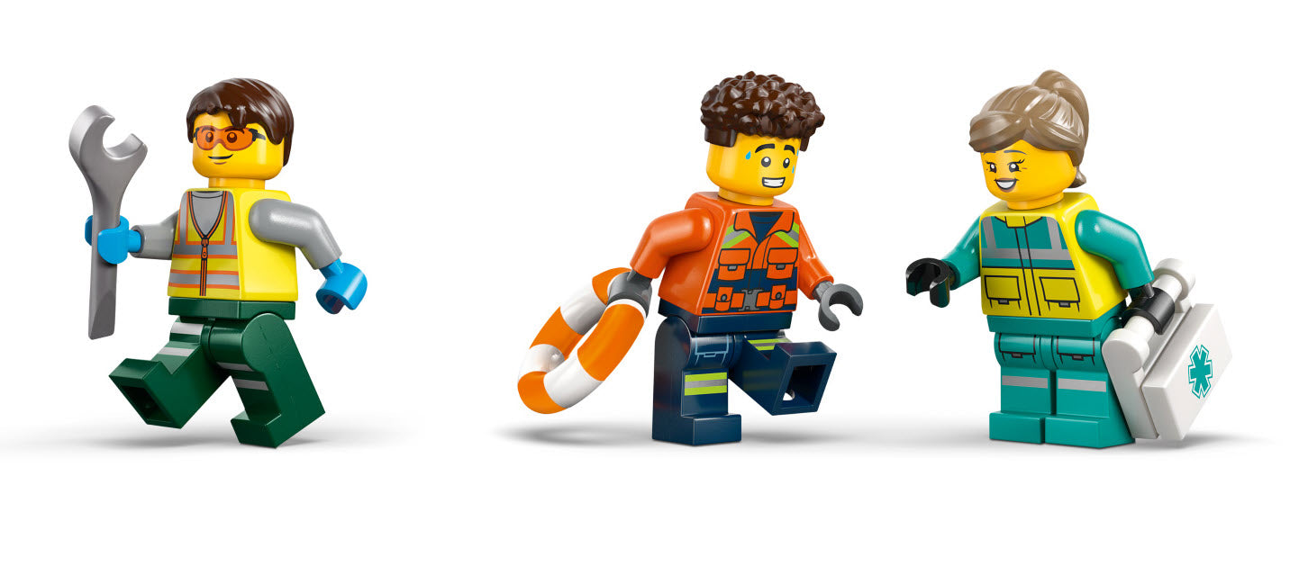 Minifiguren: LEGO City 60505 Kombinationsset mit Flugzeug, Wartungsfahrzeug und Luftkissenboot