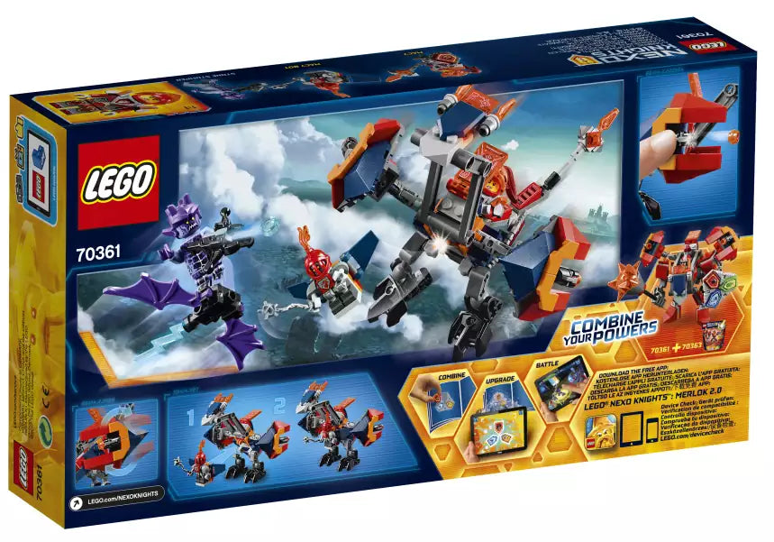 Box Rückansicht: LEGO Nexo Knights 70361 Macys Robo-Abwurfdrache