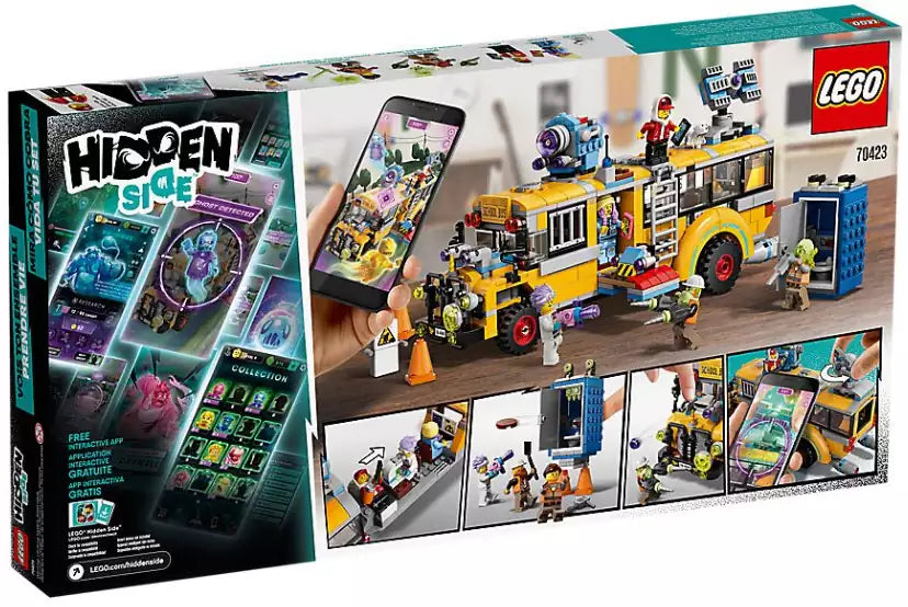 Box Rückansicht: LEGO Hidden Side 70423 Spezialbus Geisterschreck 3000