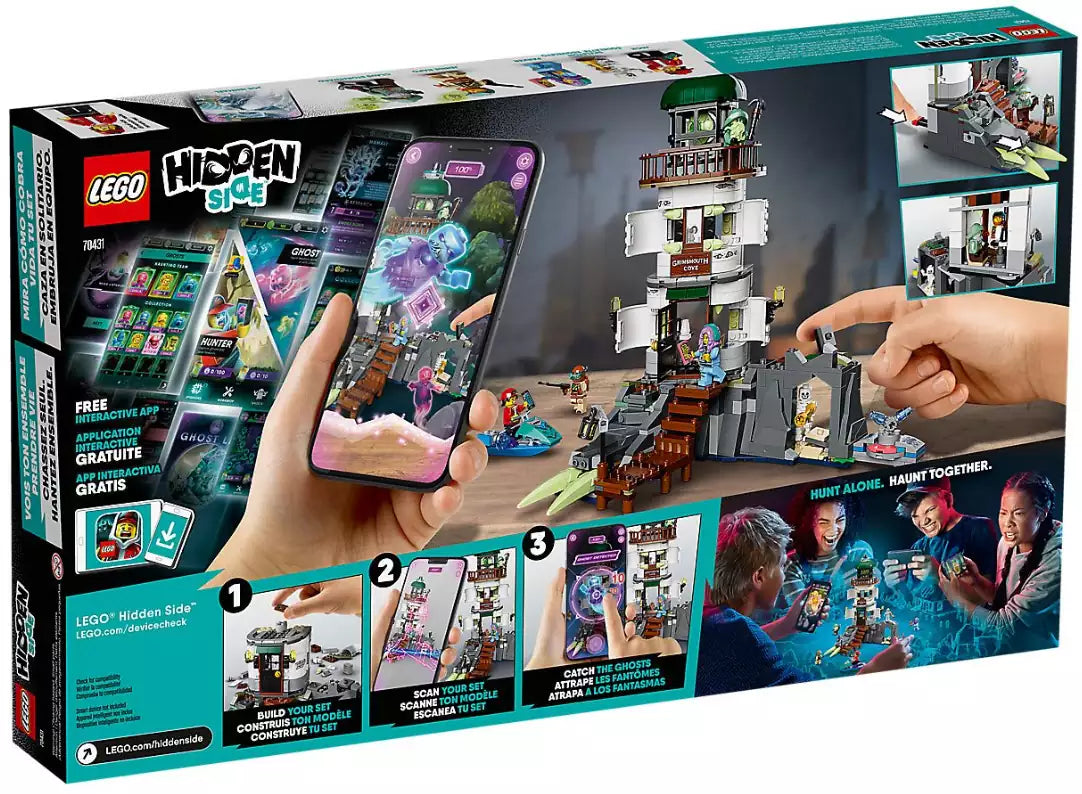 Box Rückansicht: LEGO Hidden Side 70431 Der Leuchtturm der Dunkelheit