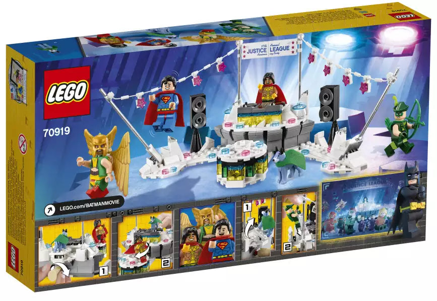 Box Rückansicht: The LEGO Batman Movie 70919 The Justice League Anniversary Party