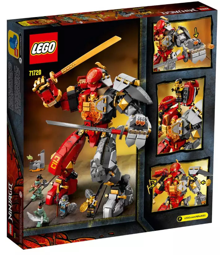 Box Rückansicht: LEGO Ninjago 71720 Feuer-Stein-Mech