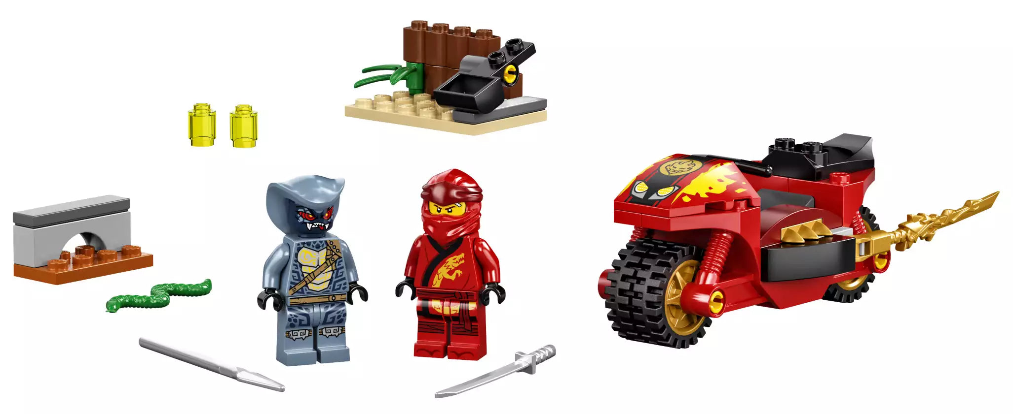 Inhalt: LEGO Ninjago 71734 Kais Feuer-Bike