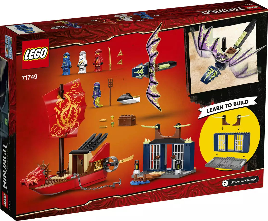 Box Rückansicht: LEGO Ninjago 71749 Flug mit dem Ninja-Flugsegler