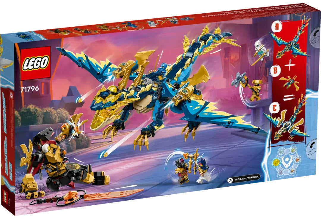 Box Rückansicht: LEGO Ninjago 71796 Kaiserliches Mech-Duell gegen den Elementardrachen