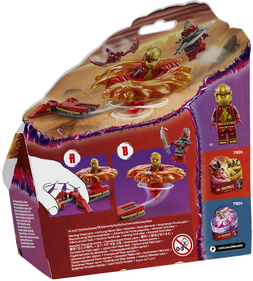 Box Rückseite: LEGO Ninjago 71823 Kais Drachen-Spinjitzu-Spinner