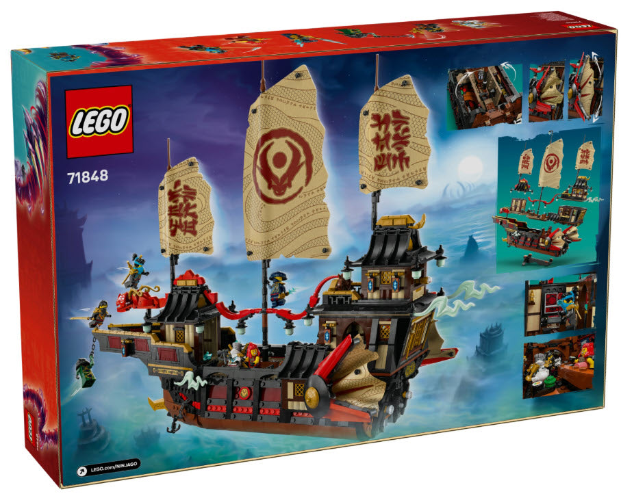 Box Rückseite: LEGO Ninjago 71848 Der Tempel-Flugsegler