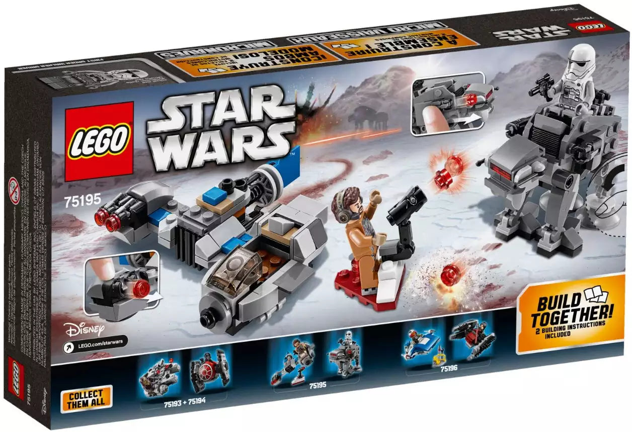 Box Rückansicht: LEGO Star Wars 75195 Ski Speeder vs. First Order Walker Microfighters
