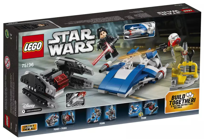 Box Rückansicht: LEGO Star Wars 75196 A-Wing vs. TIE Silencer Microfighters