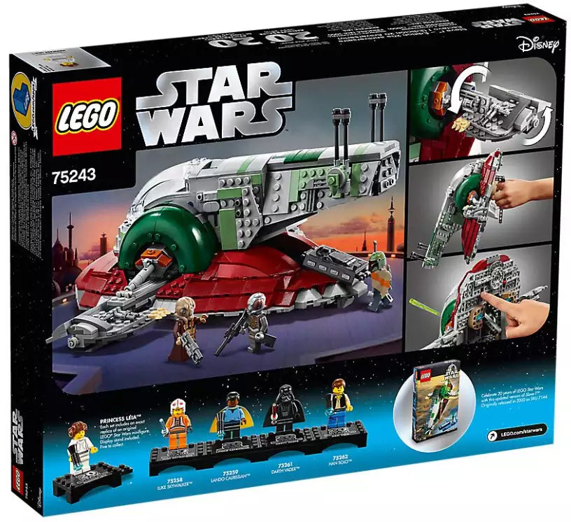 Box Rückseite: LEGO Star Wars 75243 Slave I – 20 Jahre LEGO Star Wars