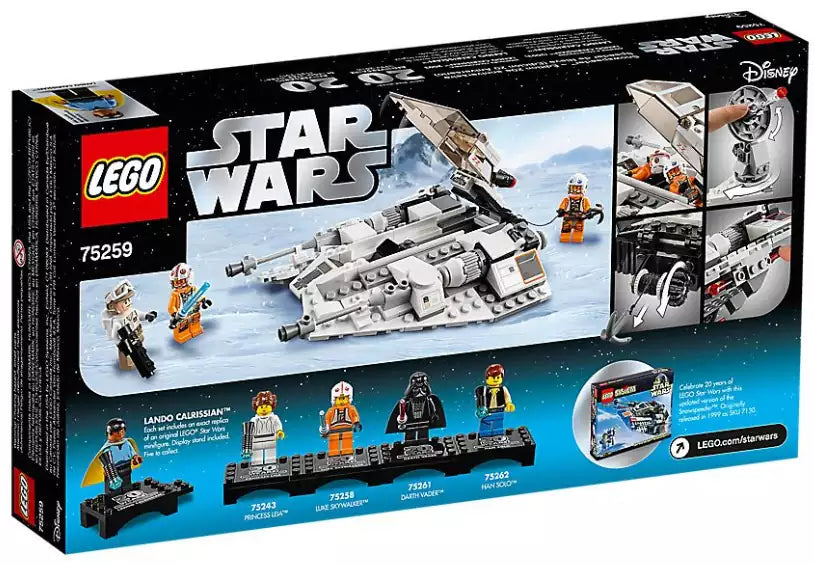 Box Rückseite: LEGO Star Wars 75259 Snowspeeder – 20 Jahre LEGO Star Wars