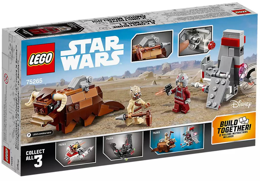 Box Rückansicht: LEGO Star Wars 75265 T-16 Skyhopper vs Bantha Microfighters