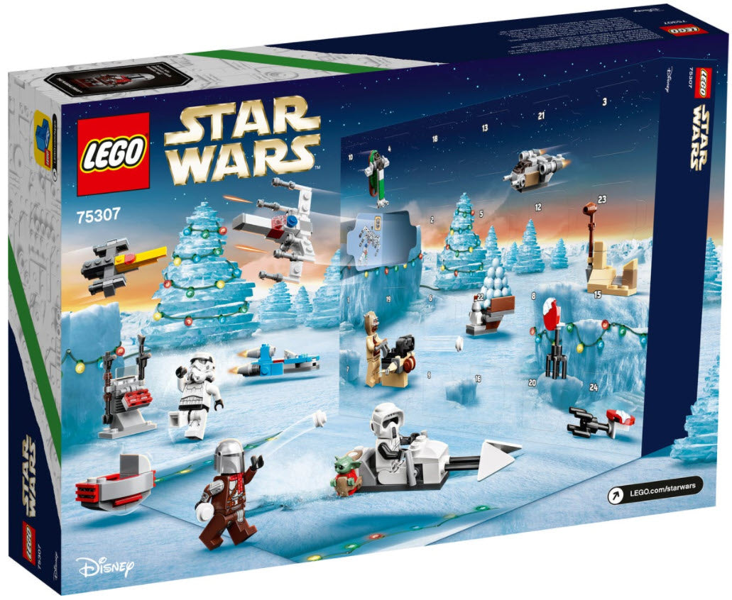 Box Rückansicht: LEGO Star Wars 75307 Adventskalender 2021
