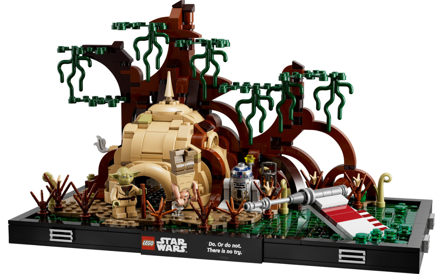 Inhalt: LEGO Star Wars 75330 Jedi Training auf Dagobah – Diorama
