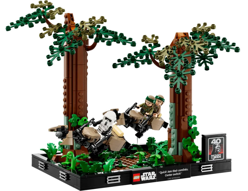Inhalt: LEGO Star Wars 75353 Verfolgungsjagd auf Endor – Diorama