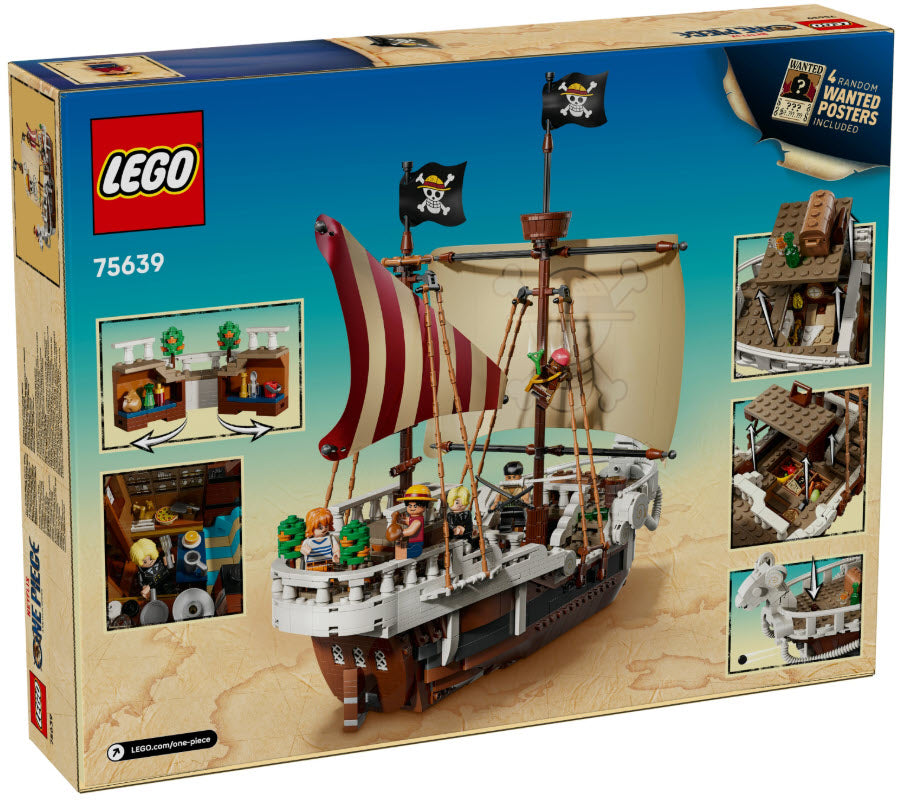 Box Rückseite: LEGO One Piece 75639 Das Piratenschiff Flying Lamb