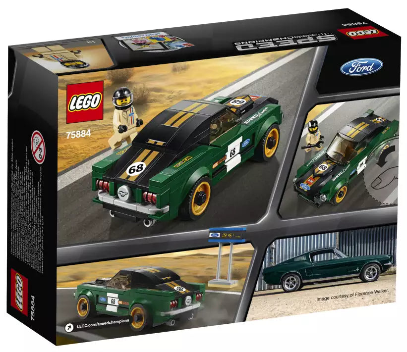Box Rückseite: LEGO Speed Champions 75884 1968 Ford Mustang Fastback