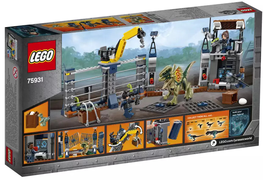 Box Rückansicht: LEGO Jurassic World 75931 Angriff des Dilophosaurus