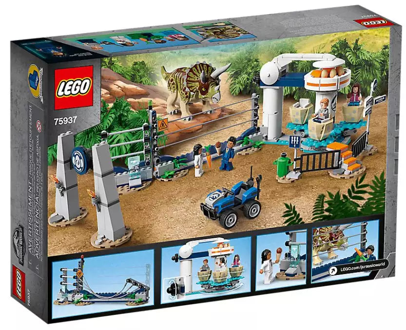 Box Rückansicht: LEGO Jurassic World 75937 Triceratops-Randale