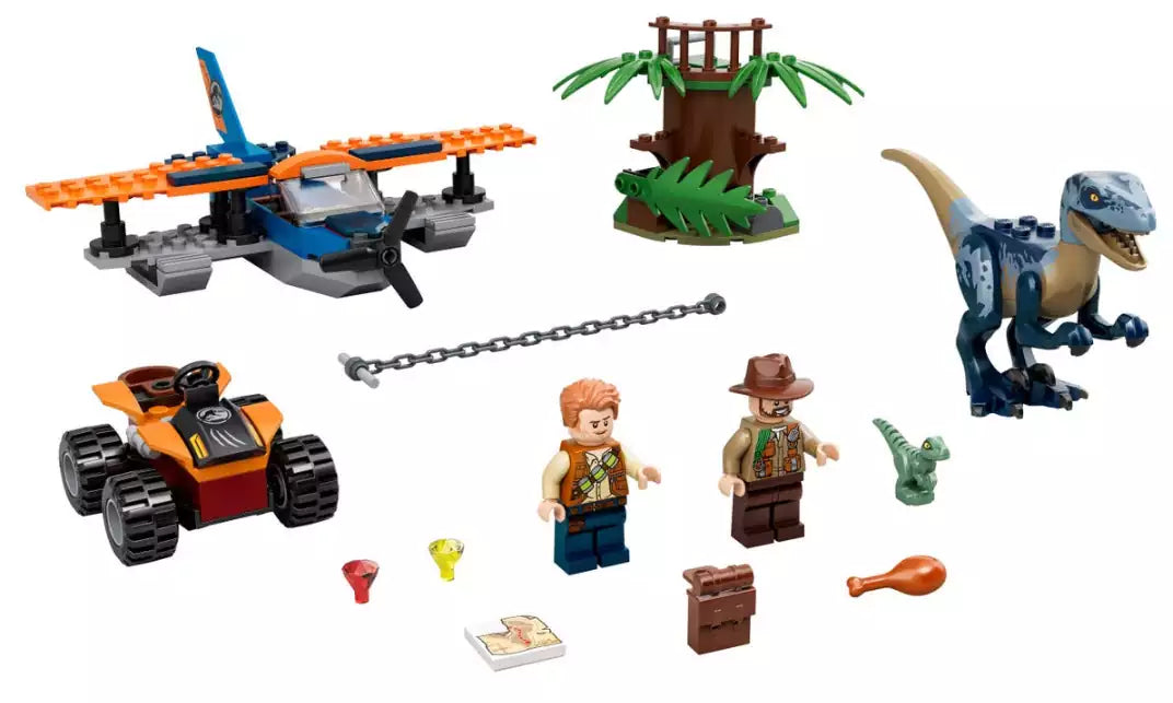 Inhalt: LEGO Jurassic World 75942 Velociraptor: Rettungsmission mit dem Doppeldecker