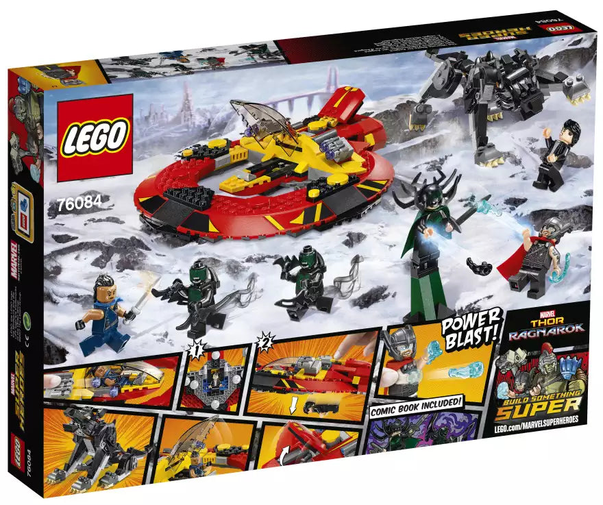 Box Rückansicht: LEGO Super Heroes 76084 Das ultimative Kräftemessen um Asgard