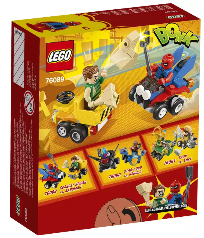 Box Rückseite: LEGO Super Heroes 76089 Scarlet Spider vs. Sandman
