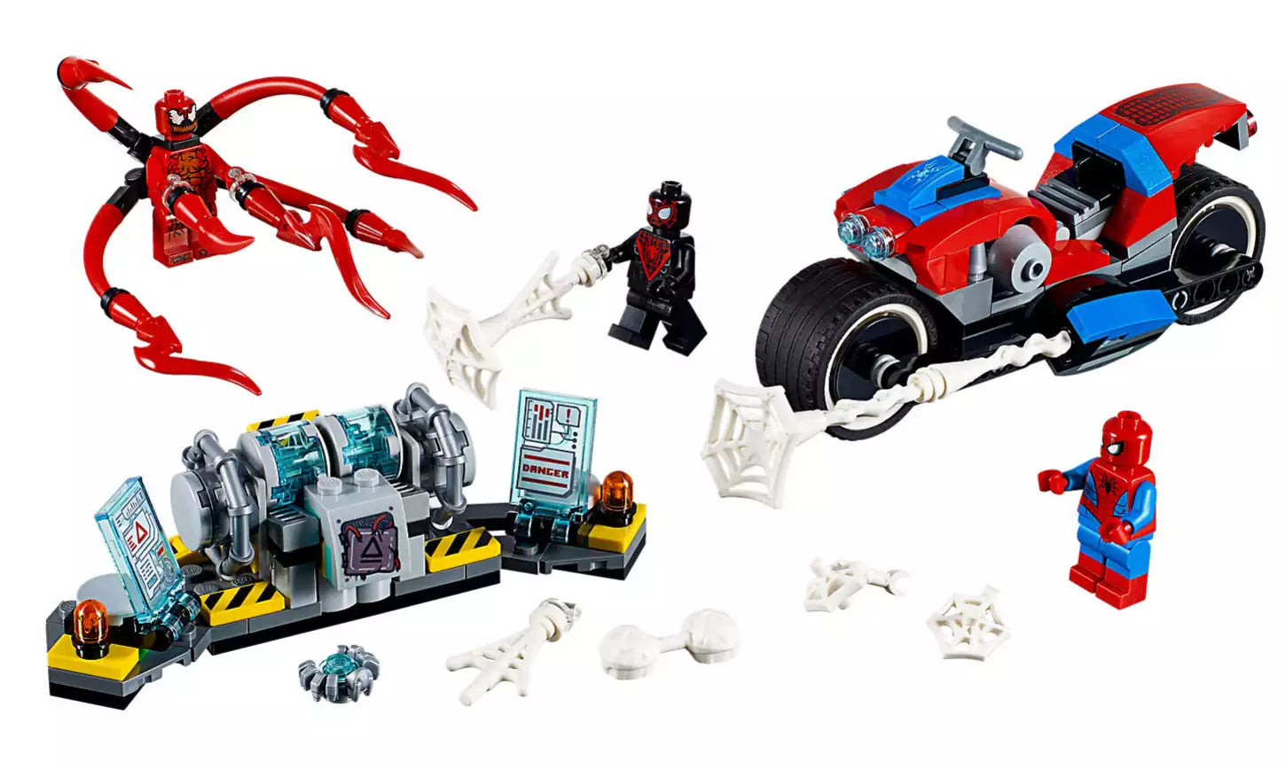 Inhalt: LEGO Super Heroes 76113 Spider-Man Motorradrettung