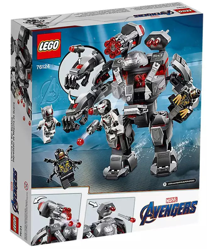 Box Rückseite: LEGO Super Heroes 76124 War Machine Buster