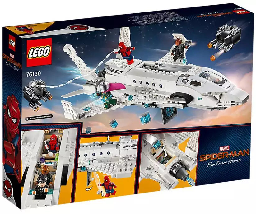 Box Rückansicht: LEGO Super Heroes 76130 Starks Jet und der Drohnenangriff