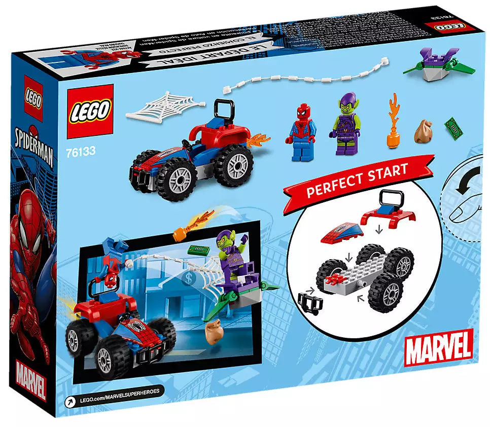Box-Rückansicht: LEGO Super Heroes 76133 Spider-Man Verfolgungsjagd