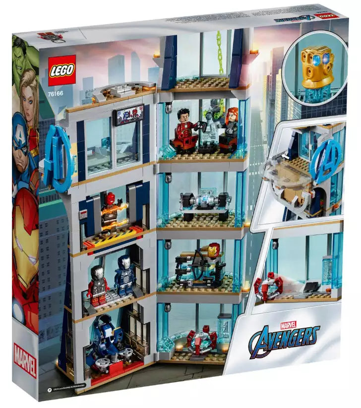 Box Rückansicht: LEGO Super Heroes 76166 Avengers – Kräftemessen am Turm