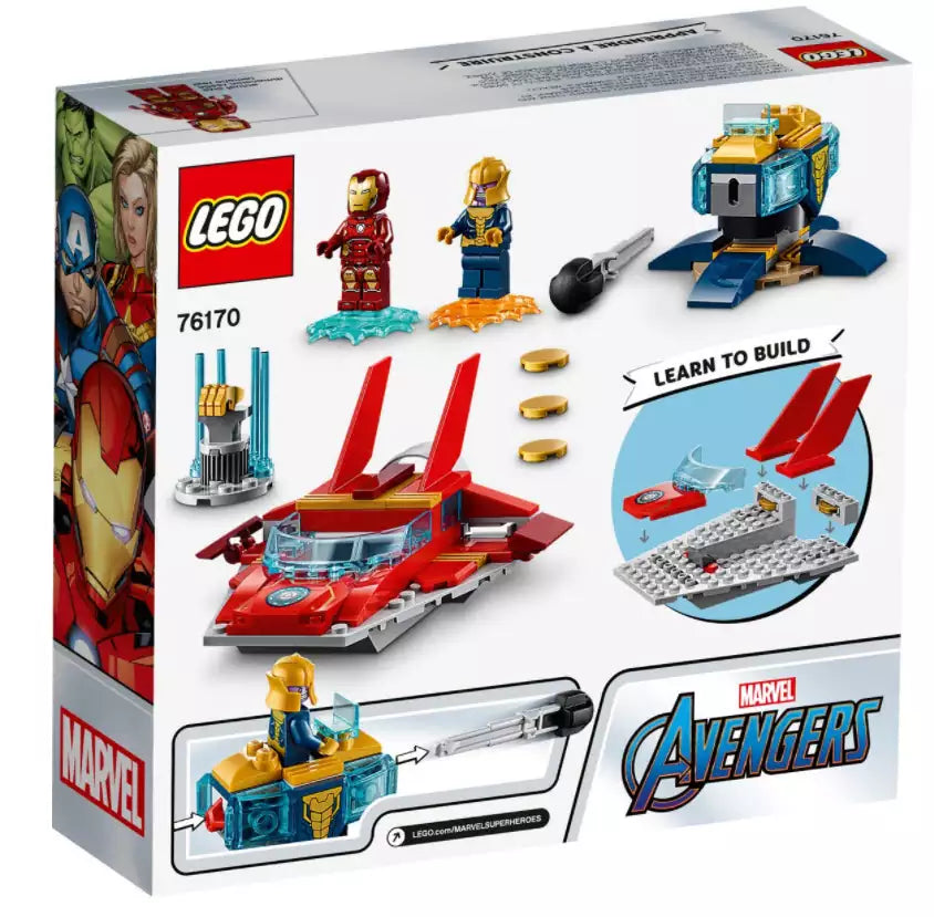 Box Rückansicht: LEGO Super Heroes 76170 Iron Man vs. Thanos